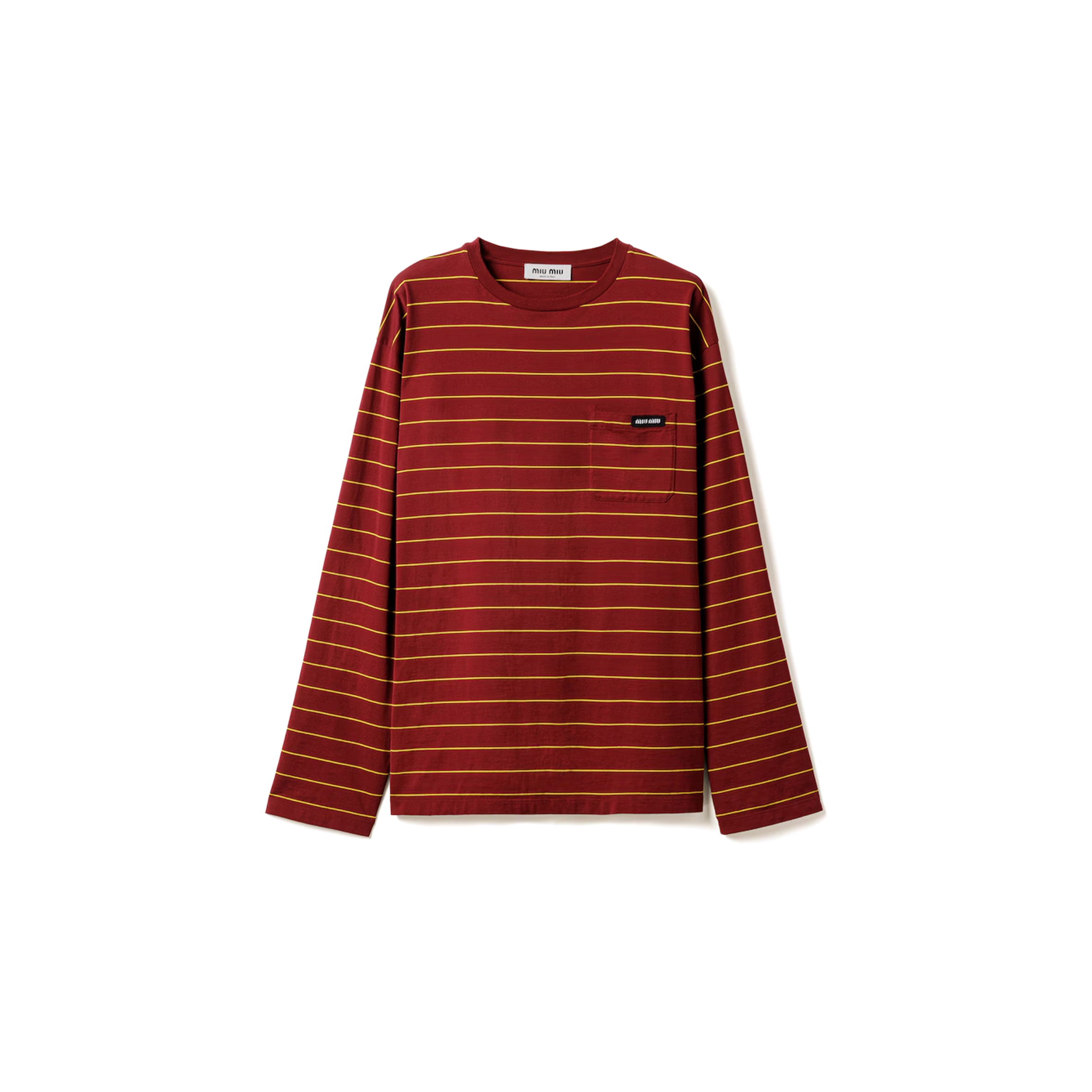 MIU MIU LONG-SLEEVED COTTON JERSEY T-SHIRT MJL014